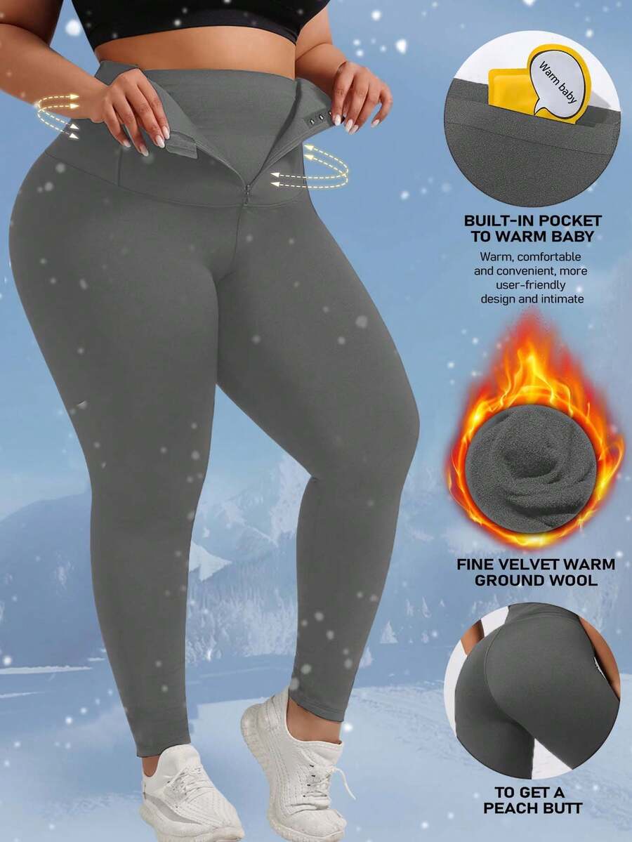 1 件大码女式保暖高腰瑜伽裤