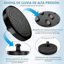 20 Etapas Filtro de Agua Para Regadera, Cabezal de Ducha de 6" con 2 Cartuchos Filtro de Ducha, Regaderas para Baño de Lluvia de Presión para Agua Dura, Elimina el Cloro y Sustancias Nocivas(Negro) - Tipo 1 - Ver 5