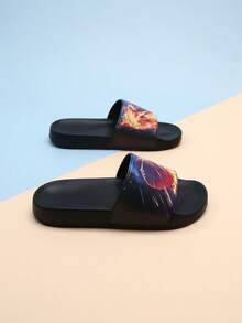 1 Pair Boys' Basketball Pattern Slippers, Fashionable Outdoor Wear, Non-Slip EVA Ultra-Light Sandals - Black - View 10