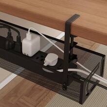 Under Desk Cable Management Tray Wire Management No Drill Cables Tray With Clamp - Black - View 7