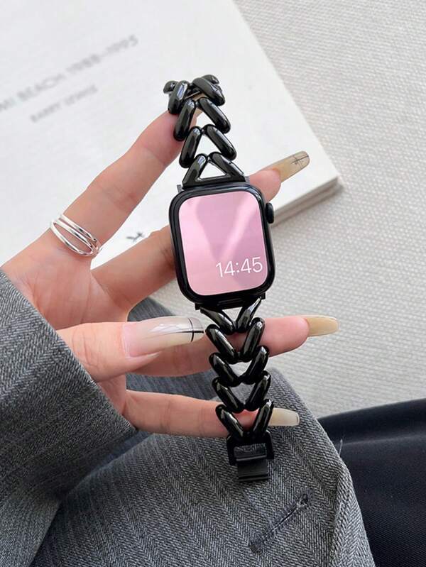 Geometric V-Shaped Three-Dimensional Metal Strap With Manual Adjustment Of Bracelet Length, Business Minimalist Design Suitable For Apple Watch Strap 38mm 40mm 41mm 42mm 44mm 45mm 49mm Compatible With Apple Smartwatch Series SE 9 8 7 6 5 4 3 2 1 Watch Strap Replacement,
