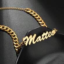 Customized Name Bracelet Men's Cuban Chain Personalized Stainless Steel Adjustable Charm Bracelet Customized Gold Name Label Jewelry Couple Commemorative Gift For Boyfriend's Birthday Gift - Multicolor - View 6
