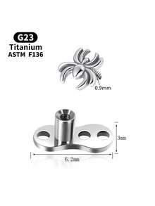 1pc Titanium Heart Zirconia Embedded Skin Implant Stud - Titanium Color - View 10