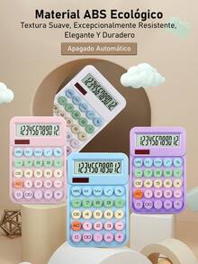 2/4/6  Pieza Calculadora De Escritorio Mecánica Con Teclado Mecánico De Colores Claros, Calculadora De Oficina 12 Dígitos Pantalla Grande. Doble Suministro De Energía (batería Solar + Batería) - 6 piezas - Ver 11