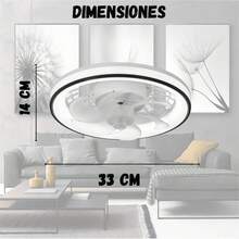 Megaluz LV34W12 Ventilador de techo con luz led y control remoto, 13", luz blanca fría, neutra y cálida, 6 aspas desmontables, Abanico de techo enchufe E27, 4 velocidades y motor silencioso (Blanco). - 1 - Ver 4