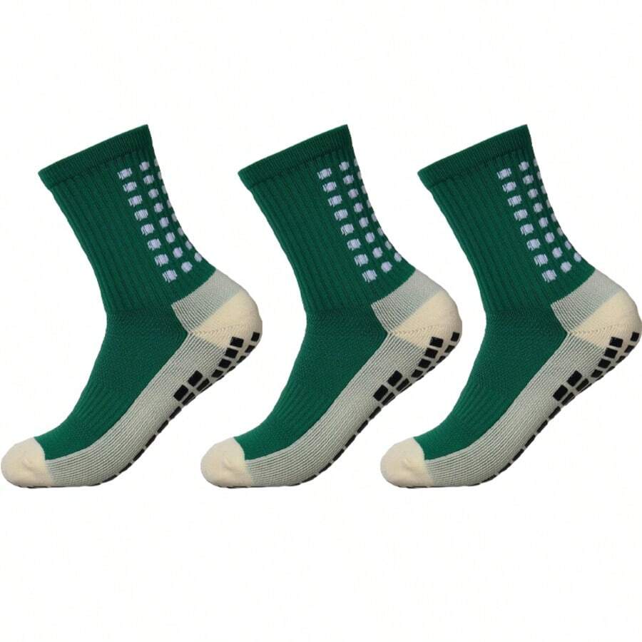 Men's Soccer Socks - Non Skid Anti Slip Socks For Football Basketball Hockey Rugby Sports 3 Pair - 綠色 - 查看 1