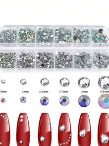 12 ô lưới 6 kích cỡ Đá pha lê trong suốt dạng phẳng, bóng, dùng trang trí móng tay, kèm nhíp và dụng cụ gắp đá, bút chấm đá, dụng cụ làm móng, trang trí mặt và mắt, đồ thủ công làm móng, phụ kiện móng tay, giá rẻ, ngày lễ tình nhân, hàng giá rẻ, du lịch, đồ dùng cần thiết khi đi du lịch, trang trí phòng, quà tặng ngày lễ tình nhân, đồ rẻ tiền, phòng, đồ 1 đô la, đồ dùng cần thiết cho kỳ nghỉ, quà tặng cho phụ nữ, phòng ngủ, ngày lễ tình nhân, 99 xu - Nhiều màu 4 - Xem 12