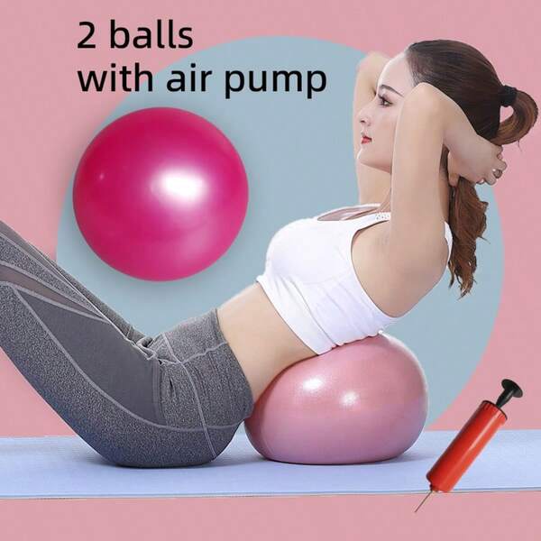 2 grube, nadmuchiwane piłki fitness, sprzęt do ćwiczeń po porodzie – mini piłki do jogi z PVC, piłki do tańca, piłki do pilatesu, odpowiednie do wzmacniania i rozciągania mięśni głębokich brzucha, sprzęt fitness do wzmacniania mięśni głębokich brzucha | Wytrzymałe piłki do jogi