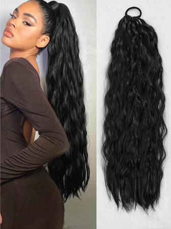 Ponytail Extension Warp Around Pony Tail With Hair Tie 24inch (About 60cm)Long Synthetic Wave Braiding Hair Ponytail DIY Braided For Women Girls Daily Party Cosplay
