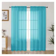 Turquoise Sheer Curtains 72 Inches Long 2 Panels Set, Voile Light Filtering Sheer Curtains For Living Room, Lightweight Rod Pocket Window Treatments Drapes, Each 42" Wx72 L, Turquoise - Multicolor 137 - View 1