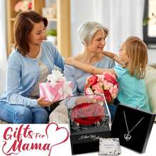 Gifts For Women Birthday, Preserved Real Red Rose With Necklace Gifts For Mom, Eternal Roses Forever Flowers Gifts For Girlfriend Mom Grandma Wife Mother's Day Birthday Anniversary - 藍色 - 查看 4