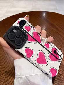1pc Heart & Floral Pattern Painted Protective Phone Case, Shockproof Cover Compatible With Apple 11, 12, 13, 14, 12 Pro Max, 13 Pro Max, 15, 15 Pro, 15 Plus, 15 Pro Max, 16, 16 Pro, 16 Plus, 16 Pro Max, 17, 17 Pro, 17 Air, 17 Pro Max, Ideal Gift - Multicolor - View 2