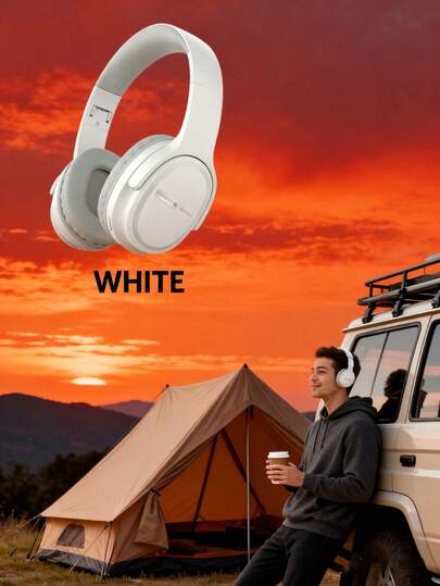 Gerripuer Auriculares inalámbricos Bluetooth Gerripuer para deportes al aire juegos, con micrófono. Auriculares Bluetooth para el hogar, la oficina, el teléfono móvil y la PC, con baja latencia, graves profundos y sonido estéreo HIFI. Nuevo tipo C, plegables y portátiles. Regalo ideal para vacaciones. Auriculares Bluetooth over-ear, negro/beige