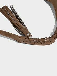 朋克风重型多元素复古摩托车包 2025秋冬新款超细纤维腋下包 辣妹通勤手提包 - 棕色 - 查看 8