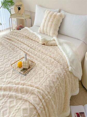 1 pieza Manta de franela Sherpa de estilo bohemio jacquard, manta suave y acogedora de felpa para Halloween, Navidad, sala de estar, decoración del dormitorio, manta de forro polar francés rosa para el verano