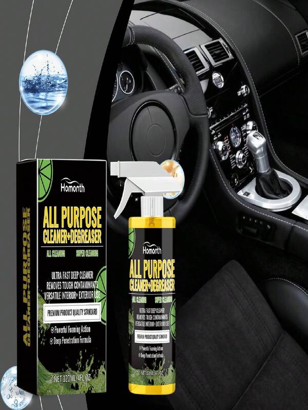 منظف متعدد الاستخدامات للداخلية - صيغة تجمع بين الجلد والبلاستيك والتابلوه لإزالة الأوساخ، استعادة اللمعان، بدون دهون، تنظيف لطيف، ضبط وإضافة حماية من الأشعة فوق البنفسجية، تاركًا مظهرًا جديدًا - مستخدم للداخلية والتابلوه والديكور، مضاد للكهرباء الساكنة، ورائحة منعشة