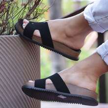 Sandália Papete Feminina Beira Rio Solado Tratorado Camurça - Preto - Visão 2