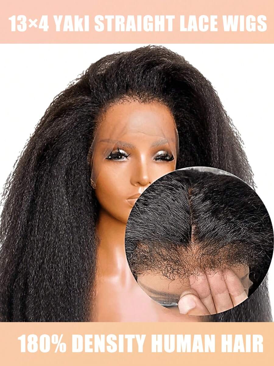 Kinky Straight Human Hair Wigs Kinky 13x4 Transparent Lace Front Wig Human Hair With Baby Hair Part Wig Christmas Gifts Pre-Plucked Natural Look & Comfortable Fit Curly Hair 180 Density Yaki Straight Lace Front Wig 36 Inch Yaki Straight Human Hair Everyday & Special Events Easy To Style Yaki Straight Lace Frontal Wig Christmas Decorations Fashion Accessory Yaki Straight/Kinky Straight Wig (Bob Wigs 8-16 Inch)