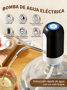 1 Pieza Dispensador de agua automático con luz LED,Bomba de botella de agua eléctrica de 5 galones, dispensador de agua portátil con carga USB, botella de agua para botella universal de 2 a 5 galones - Blanco y Negro - Ver 2