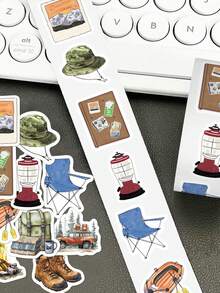 500pcs Camping Gear Sticker Pack For Notebook, Laptop, Scrapbook, Water Bottle, Guitar, Helmet, DIY Decor - Multicolor - View 5