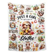 Sloth Blanket Gifts For Women Just A Who Loves Sloths Blankets Sloth Stuff For Animal Soft Flannel Throws For Sofa Bed Camping Travel Home Decor, 60"X80" For Adults, Cozy Flannel Blanket - Multiple Sizes Available, Ultra Soft For Sofa/Bed, Winter Necessity - 彩色 - 查看 1