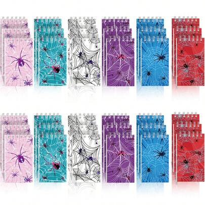 12 Cadernos com Teia de Aranha, Blocos de Anotações, Cadernos de Bolso, Decorações de Festa de Aranha, Livros de Mensagens, Cadernos Espirais Convenientes, Presentes de Festa de Aranha, Suprimentos de Decoração de Festa de Aniversário