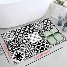 1pc Unique Black&White Checkered Doormat, Made Of Diatomite - Non-Slip, Stain Resistant And Super Absorbent, Suitable For Kitchen And Bathroom, Perfect For Home Decor And Holiday Celebration