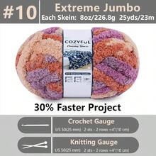 Chunky Yarn Hand Knitting - #10 Chunky Chenille Blanket Yarn, Jumbo Big Thick Chunky Yarns Crocheting, Tie Dye Bulky Knit Yarns, 8 Skein 25 Yds 8 Oz Each Skein SageKhaki - 8 件裝 + 紫色和橙色 - 查看 2