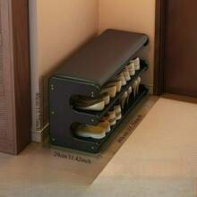 1pc Bamboo Shoe Bench With Shoe Rack, Freestanding Shoe Organizer Suitable For Hallway, Bedroom Or Balcony