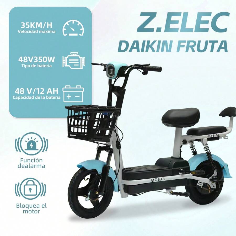 Bicicleta eléctrica plegable para adultos  - Motor de 500 W (potencia máxima de 800 W) - Batería de 48 V y 12 Ah - Autonomía de 40 a 50 km - Biplaza con suspensión - 3 velocidades - Neumáticos todoterreno - Luces LED, frenos de disco y neumáticos todoterreno - Ideal para desplazamientos diarios y todoterreno. Envío en dos paquetes exprés. Requiere montaje parcial. Incluye vídeo de instalación.a - Azul - Ver 1