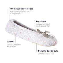 Isotoner Women's Embroidered Terry Ballerina Slippers{Inchsize_nameinch:Inch9.5-10.5inch,Inchcolor_nameinch:InchHeatherGreySoftTieBowinch} - HeatherGreySoftTieBow - Xem 8