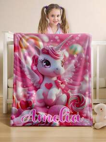 1pc Customized Soft & Cozy Blanket, Suitable For Mother's Day, Birthday - Multicolor - View 7
