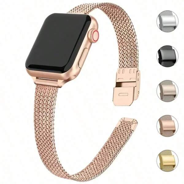 Matel Strap Compatible With Apple Watch Ultra Band 49mm 41mm 45mm Milanese Loop Women Strap For Watch 8 7 6 5 Se 4 3 42mm 44mm 38mm 40mm Band