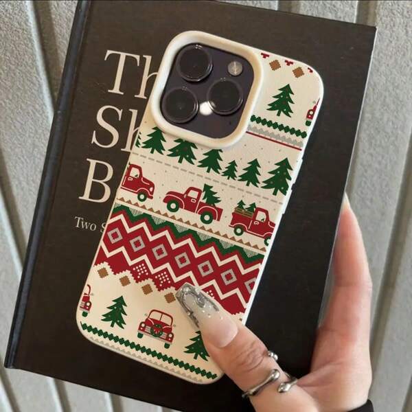 1pc TPU Material Winter Christmas Happy Pattern Phone Case Compatible With IPhone 17 Pro Max/17/16 Pro Max/15/13/12/11, S20 FE/A15/S24/A55, Redmi Note 11/Note 12/Note 13 Pro, Full Coverage Anti-Drop Soft Protective Phone Cover