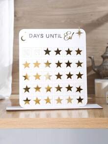 1件装倒计时日历，金色星月伊斯兰节日倒计时装饰，桌面倒计时板，波西米亚风伊斯兰家居装饰，客厅和卧室节日倒计时装饰 - 彩色 - 查看 2