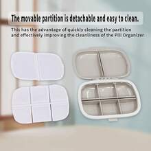 8-Grid Portable Pill Storage Box, Travel Sealed Vitamin Box, Portable Small Medicine Box For Medication Storage Home Vitamin And Supplement Dispenser,Pill Organizer,Travel Essential - Tan - View 5