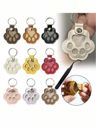 5pcs Pet Hair Collector Keychains + 1pc Tweezer, Cat Paw Shaped PU Leather Pendant, Used To Collect Dog And Cat Hair, Memorial Gift, Suitable As Bag Or Wallet Accessory, Keychain Collection, Pet Memorabilia, Fashion Accessory, Cute Pet Charm, High-Quality Leather, Fur Collection, Dog Hair Keychain, Gift For Animal Lovers, Accessory Collector