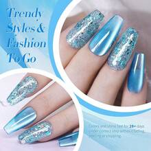 Glitter Gel Nail Polish - Blue Gel Polish LED Nail Art Manicure Kit 4PCS{Inchcolor_nameinch:InchBlueStarlightinch} - 藍星光 - 查看 5