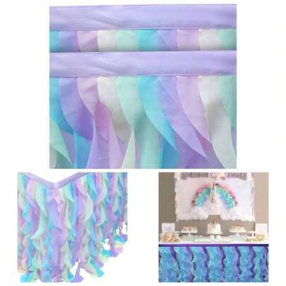 Tulle Table Skirt Curly Willow Tutu Table Cover Round Or Rectangular Table Blue Merman 77 Hx L 275