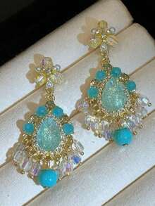 Hoa tai tua rua sang trọng mới, hoa tai dài, hoa tai độc đáo thời trang - H9250 - Xem 3