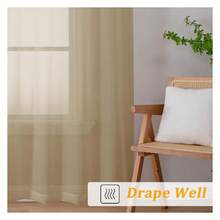 Taupe Sheer Curtains For Bedroom 54 Inches Long 2 Panels, Light Filtering Voile Rod Pocket Curtains, Airy Transparent Sheer Drapes For Living Room, Each 42" Wx54 L - 多色143 - 查看 5