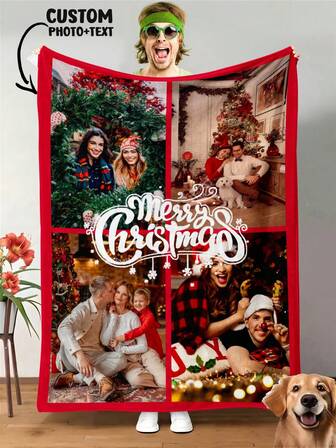 1pc Custom Photo Blanket, Customized Flannel Blanket With Photos And Text, Bedding Blanket ,Custom Blanket For Bed, Custom Pictures Blanket, Personalized Photos Blanket For Family, Custom Image Blanket, Personalized Family Blanket With Image, Personalized Throws Blanket, Best Friend Blanket, Cozy Blanket, Family Gift, Wedding Gift, Christmas Gift, Birthday Gift, Gift For Friend, Gift For Her, Gift For Pet