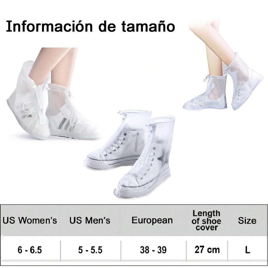 Cubre Zapatos Impermeable Antideslizante Reutilizable Protector Lluvia para Hombre y Mujer Funda para Botas de Lluvia Protege El Calzado del Aceite El Barro La Lluvia y La Nieve (L) - ‎Transparencia - Ver 1
