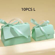 10 pièces Boîtes cadeaux élégantes gaufrées avec poignées en perle et rubans en satin, boîtes à cadeaux de mariage de luxe pour la Saint-Valentin, la baby shower, le baptême, l'anniversaire, les cadeaux d'anniversaire, emballage cadeau haut de gamme avec plusieurs options de taille. Décorations de Noël à la maison, cadeaux de Noël, décoration de Noël