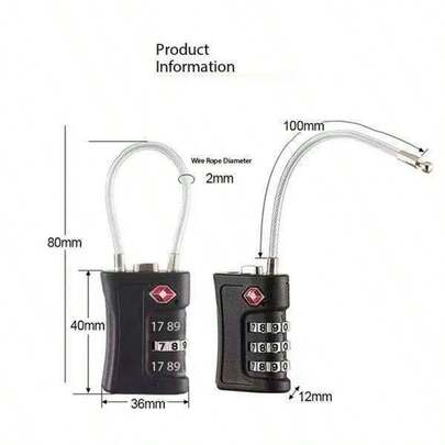 1pc TSA Approved Resettable Combination Metal Luggage Lock, No Battery Required, Travel Suitcase & Baggage Accessory