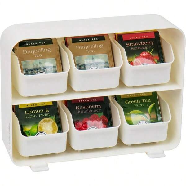'Clutch' 6 Drawer Tea Bag Holder, White