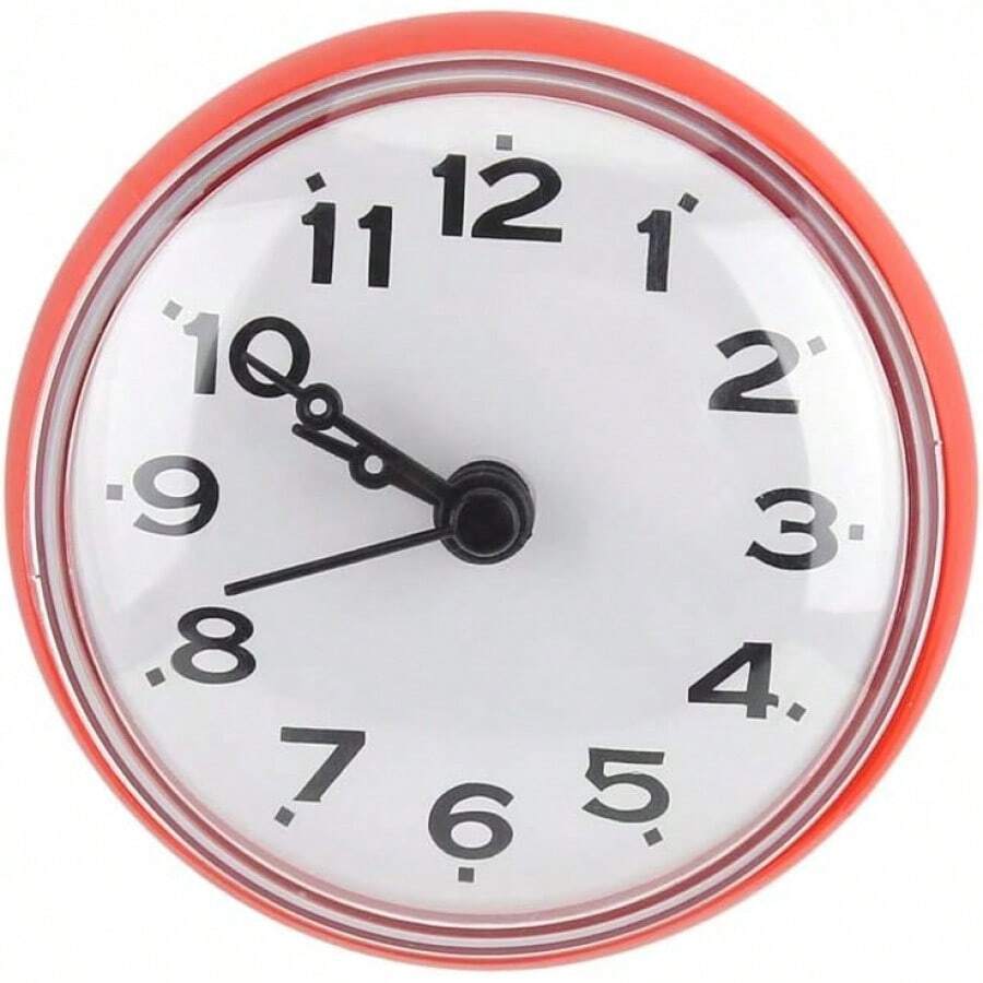 AYNEFY Reloj de Pared para baño, Impermeable, antivaho, Redondo, con Esfera Digital árabe, con Ventosa, para Espejo de Pared, para decoración del hogar (Rojo) - azul - Ver 1