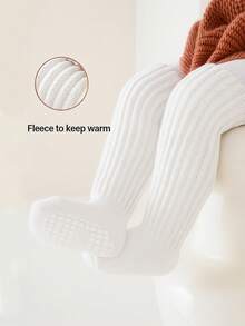 1 Pair Anti-Slip Dot Grip Floor Socks For Toddlers, Comfortable Thick Knit Knee-High Socks