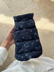 Roupa para animais de estimação, estampa azul fofa, casaco acolchoado para outono/inverno, jaqueta de plumas - para cães e gatos.