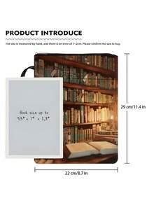 1pc Bookshelf Theme Book Cover With Zipper, Front Pocket, Paperback Book Protector, Paperback Book Cover, Book Jacket, Book Sleeve, Printed Book Bag With Front Pocket, Washable, Multi-Functional Book Storage Bag, Suitable For School, Students, Teachers, Book Lovers